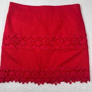 J. Crew Mini Skirt Sz 4 Dark Watermelon Color Lace